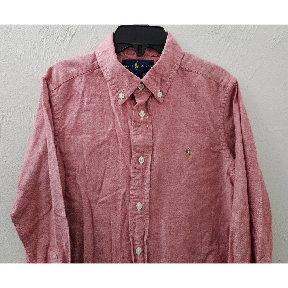 Ralph Lauren Boys Size 6 Oxford Button-Up Long Sleeve 100%‎ Cotton Pony Logo